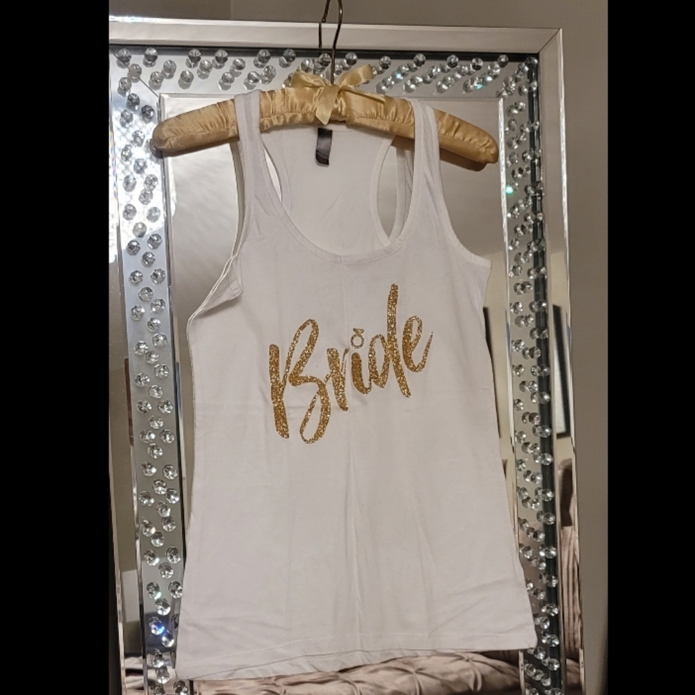 Bride Tank Top with Gold Letters